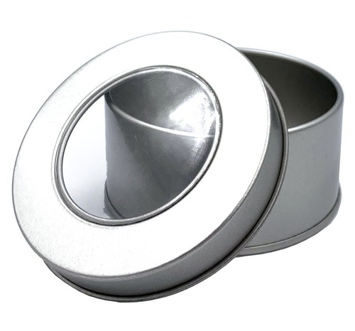 Puszka `Silver` okrągła 45g z okienkiem w wieczku